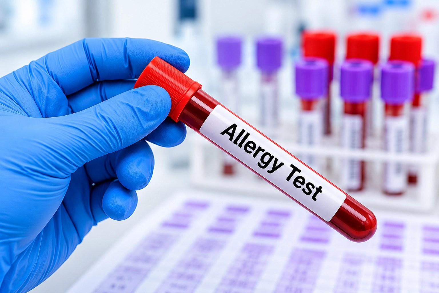 Blood sample used for laboratory allergy testing