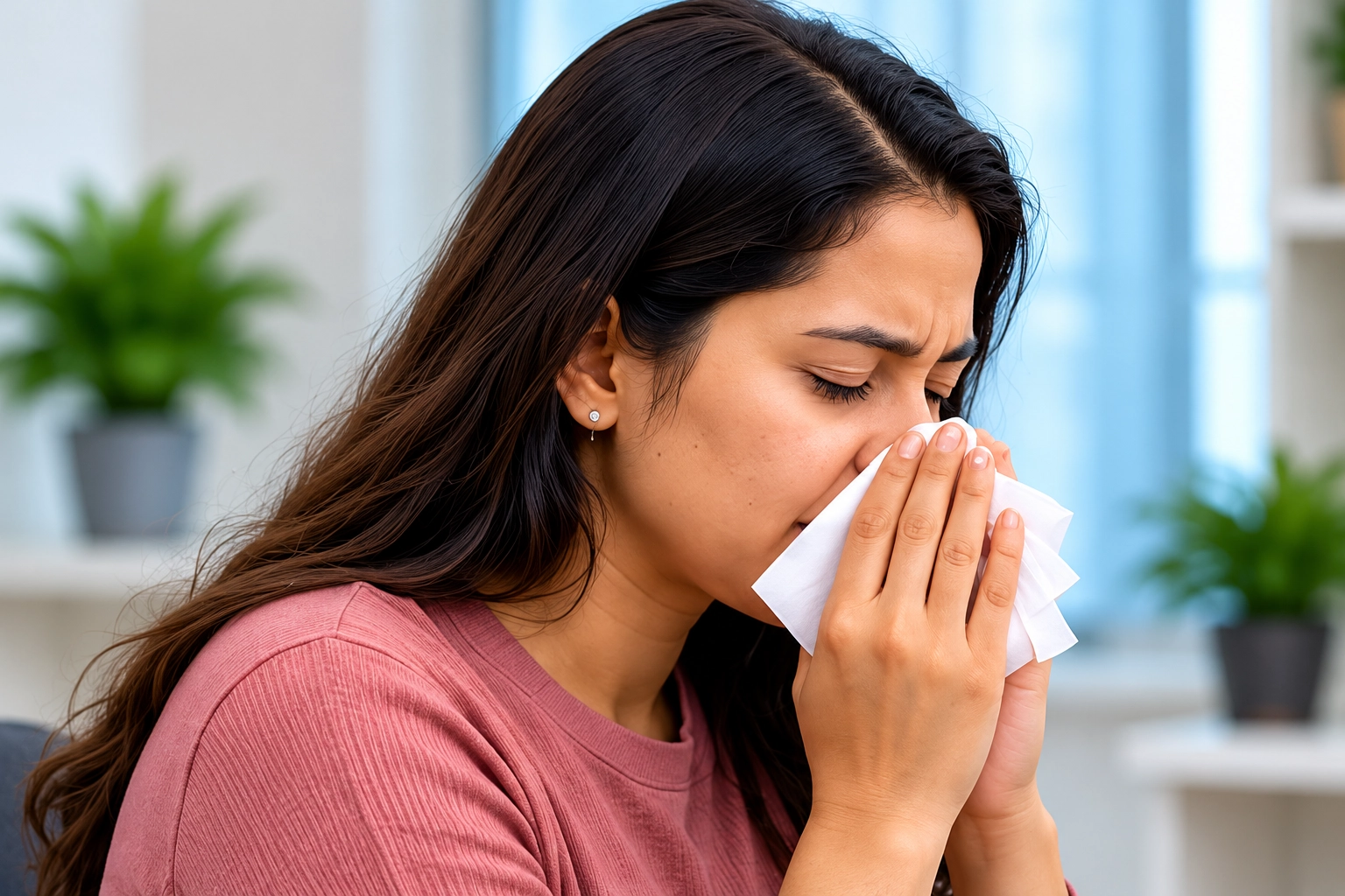 Person experiencing possible allergy symptoms
